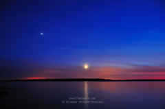Moonlight Bay Sunset with Moon, Venus and Stars
